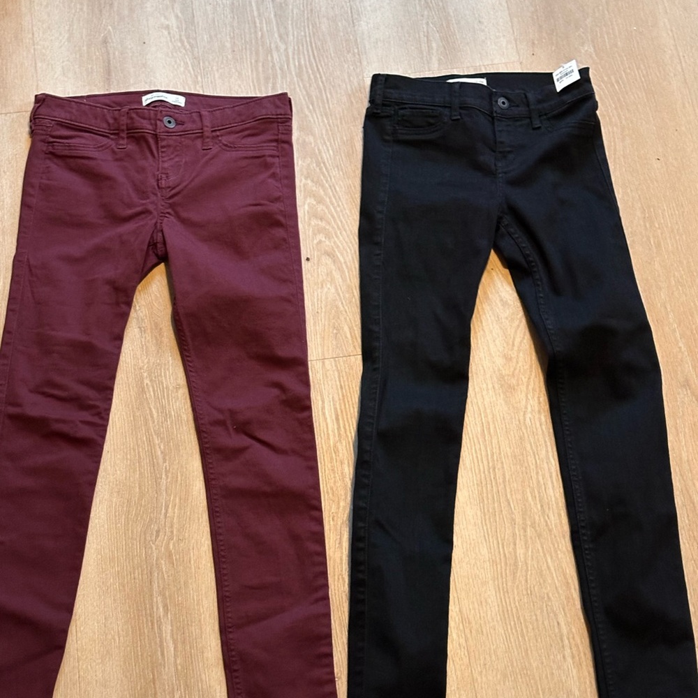 Abercrombie Kids - 2 pairs of Black (14S) and Burgundy (14) Jeans